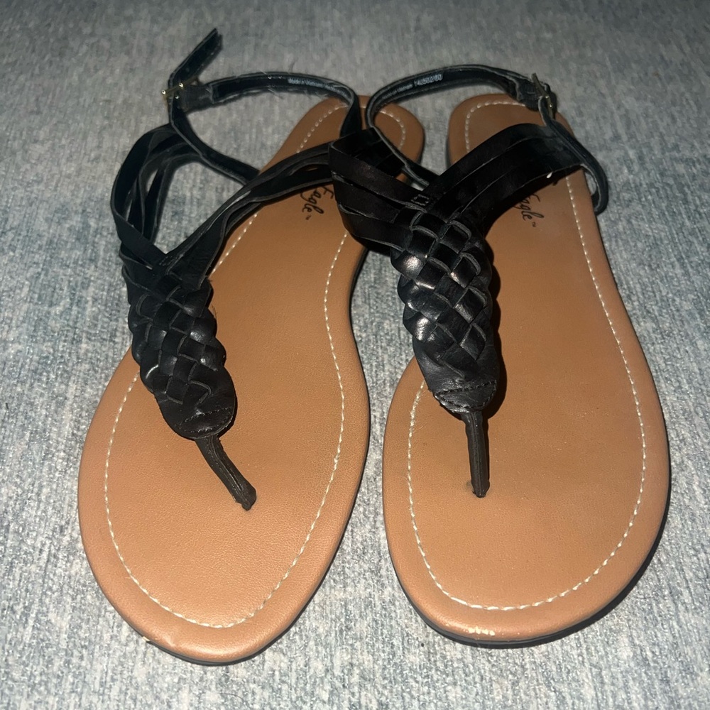 American Eagle by Payless Black Braided Sandals